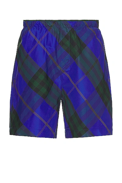 Burberry Check Pattern Short In Blue