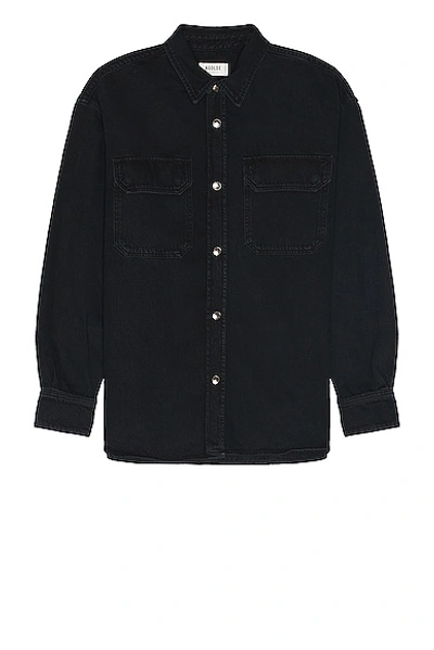 Agolde Camyrn Denim Overshirt In Animal Print