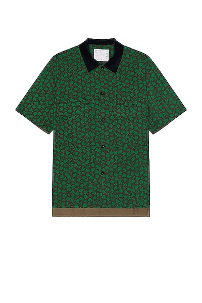 Sacai Floral Print Shirt In Green