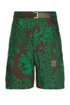 SACAI FLORAL EMBROIDERED PATCH SHORTS