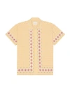 Harago Yellow Chicken Scratch Shirt In Yellow