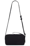 Jacquemus Le Cuerda Horizontal Black Messenger Bag With Logo Lettering Detail In Cotton Man In Black