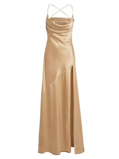 Retroféte Emery Embellished Silk Maxi Dress In Gold