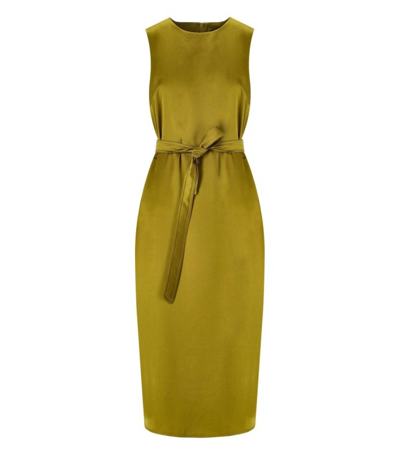 Max Mara Baiardo Senape Belted Dress In Yellow