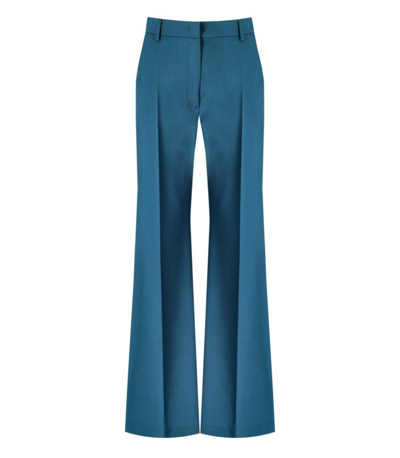 Max Mara Flared Woollen Cloth Trousers In Light Blue