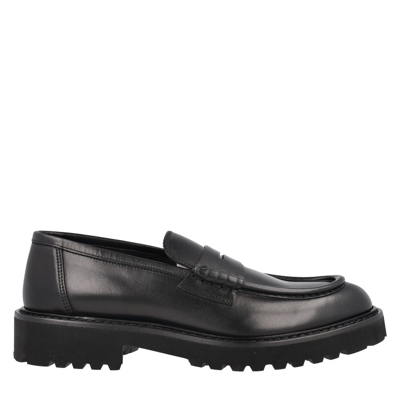 Doucal's Moccasin In Brushed Leather In Black
