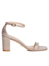 Stuart Weitzman Woman Sandals Platinum Size 6.5 Textile Fibers In Neutrals