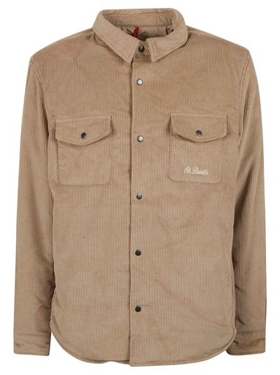 Mc2 Saint Barth Logo-embroidered Cotton Shirt Jacket In Brown