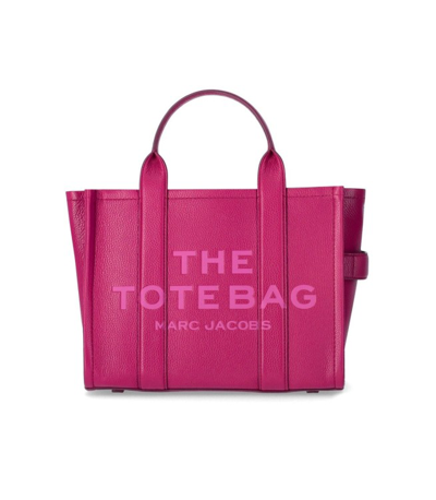 Marc Jacobs The Leather Medium Tote Lipstick Pink Handbag In Fucsia