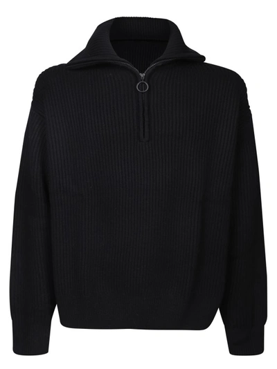 Studio Nicholson Merino Wool Pullover Polo Shirt In Black