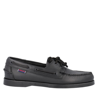 Sebago Black Portland Leather Boat Shoes