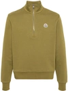 Moncler Half-zip Cotton Sweatshirt In Green