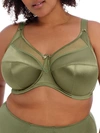 Goddess Keira Satin Side Support Bra In Olive