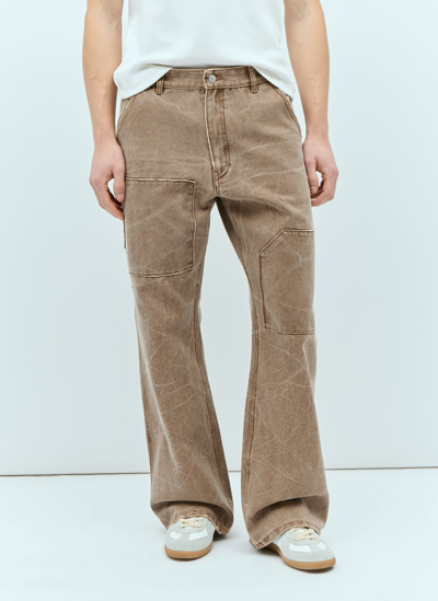 Acne Studios Patchwork Cotton Canvas Trousers In Brown