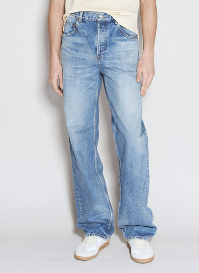 Saint Laurent Long Baggy Jeans In Blue