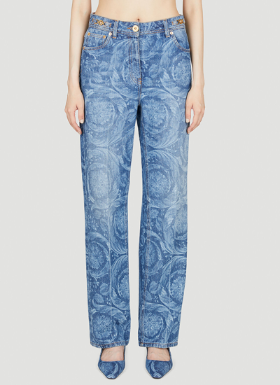 Versace Woman Jeans Barocco In Blue