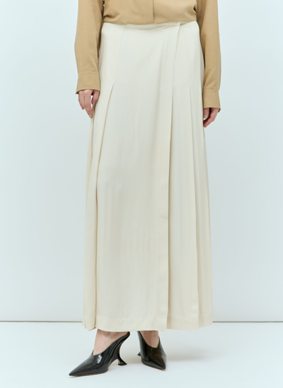 Totême Women's Pleated Wrap Maxi Skirt In Cream