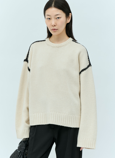 TOTÊME EMBROIDERED WOOL CASHMERE KNIT SWEATER