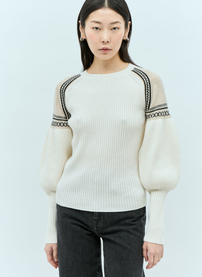 Max Mara Cosetta Jacquard-knit Wool And Cashmere-blend Sweater In White