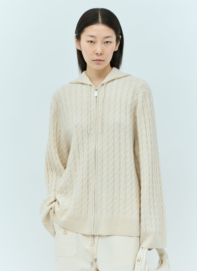 Totême Cable-knit Wool-cashmere Hoodie In Snow