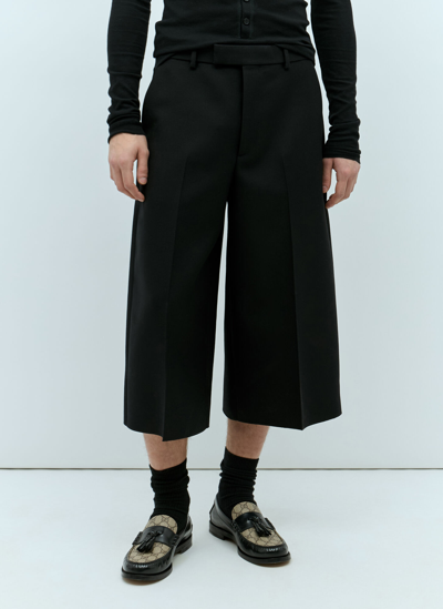 Gucci Skater Cropped Wool & Silk Pants In Black