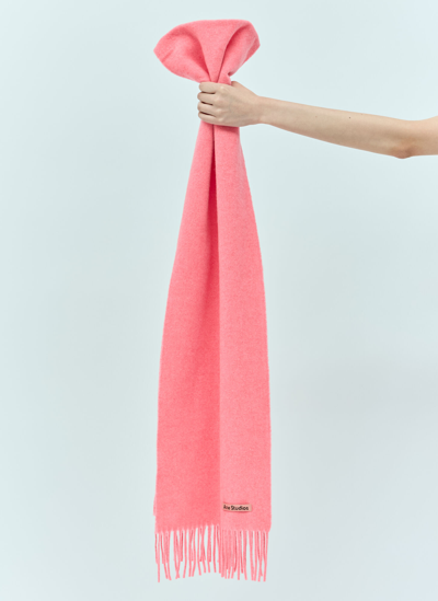 Acne Studios Fringe Wool Scarf In Pink