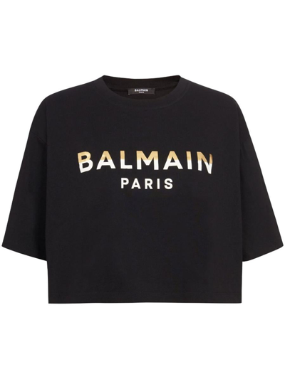 Balmain Logo Print T-shirt In Nero