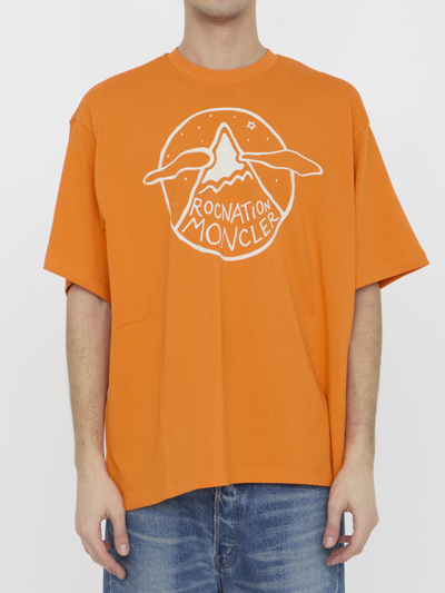 Moncler X Roc Nation Logo T-shirt In Orange
