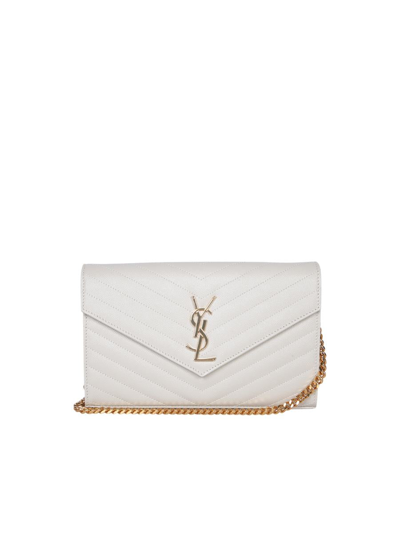 Saint Laurent Cassandre Wallet On Chain In White