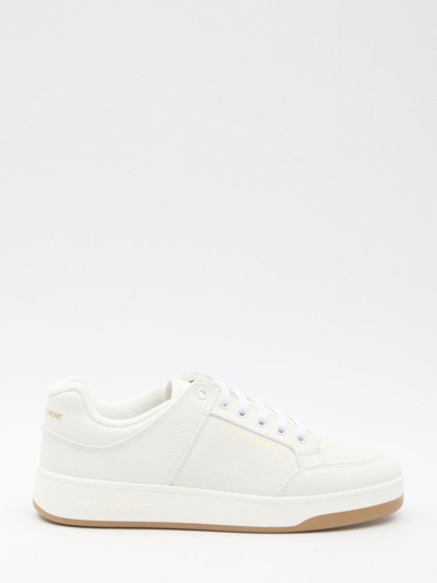 Saint Laurent Leather Sneakers With Perforations In White
