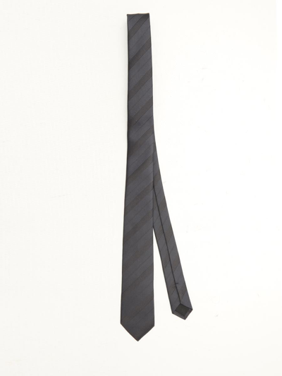 Saint Laurent Striped Tie In Silk In Blue
