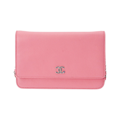 Pre-owned Chanel Wallet On Chain Pink Leather Wallet  ()