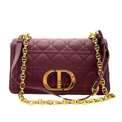 Dior Caro Burgundy Leather Shoulder Bag ()