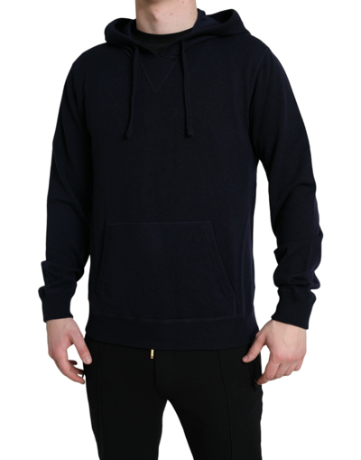 DOLCE & GABBANA DOLCE & GABBANA ELEGANT CASHMERE HOODED SWEATER IN MEN'S BLUE