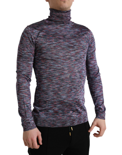 Dolce & Gabbana Elegant Turtleneck Pullover Sweater In Blue Men's Purple