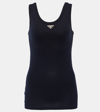 Prada Front Embossed Mini Dress Re-nylon Round Neck In Blue