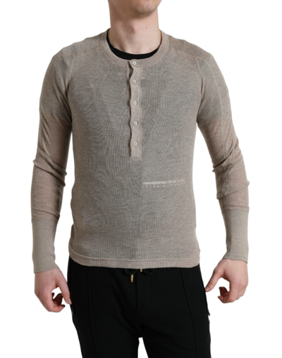 Dolce & Gabbana Henley Pullover Beige Cashmere Jumper