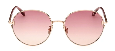 Tom Ford Ft Ft0966-k W Round Sunglasses In Bordeaux