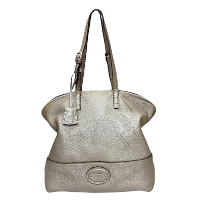 Fendi Selleria Silver Leather Shoulder Bag ()