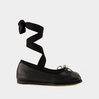 SIMONE ROCHA HEART TOE BALLERINAS - SIMONE ROCHA - LEATHER - BLACK