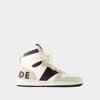 RHUDE RHECESS HI SNEAKERS - RHUDE - LEATHER - WHITE/BLACK