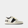 RHUDE RHECESS LOW SNEAKERS - RHUDE - LEATHER - WHITE/BLACK