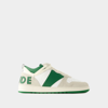 RHUDE RHECESS LOW SNEAKERS - RHUDE - LEATHER - WHITE/GREEN