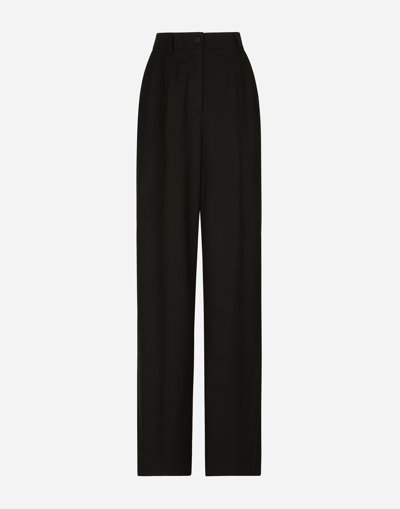 Dolce & Gabbana Twill Palazzo Pants In Black