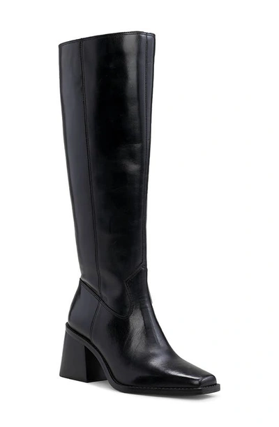 Vince Camuto Womens Sangeti Snip Toe Block Heel Knee High Boots Regular Narrow Calf Wide Extra Wide Calf In Black