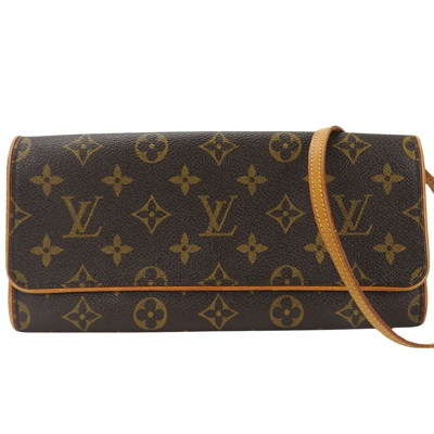 Pre-owned Louis Vuitton Pochette Twin Brown Canvas Clutch Bag ()