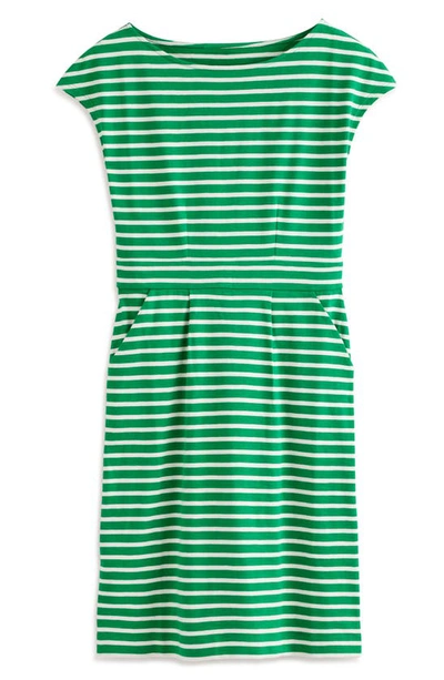Boden Florrie Floral Jersey Dress In Green With Ivory Stripe