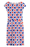 Boden Florrie Floral Jersey Dress In Surf The Web, Abstract Tile