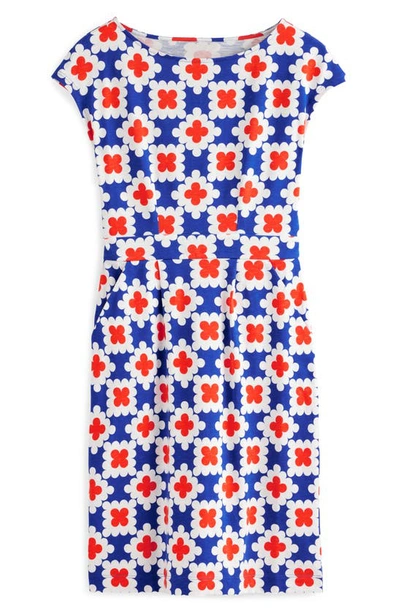 Boden Florrie Floral Jersey Dress In Surf The Web, Abstract Tile