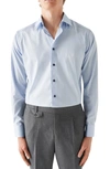 Eton Contemporary Fit Twill Shirt With Contrast Buttons In Lt/pastel Blue